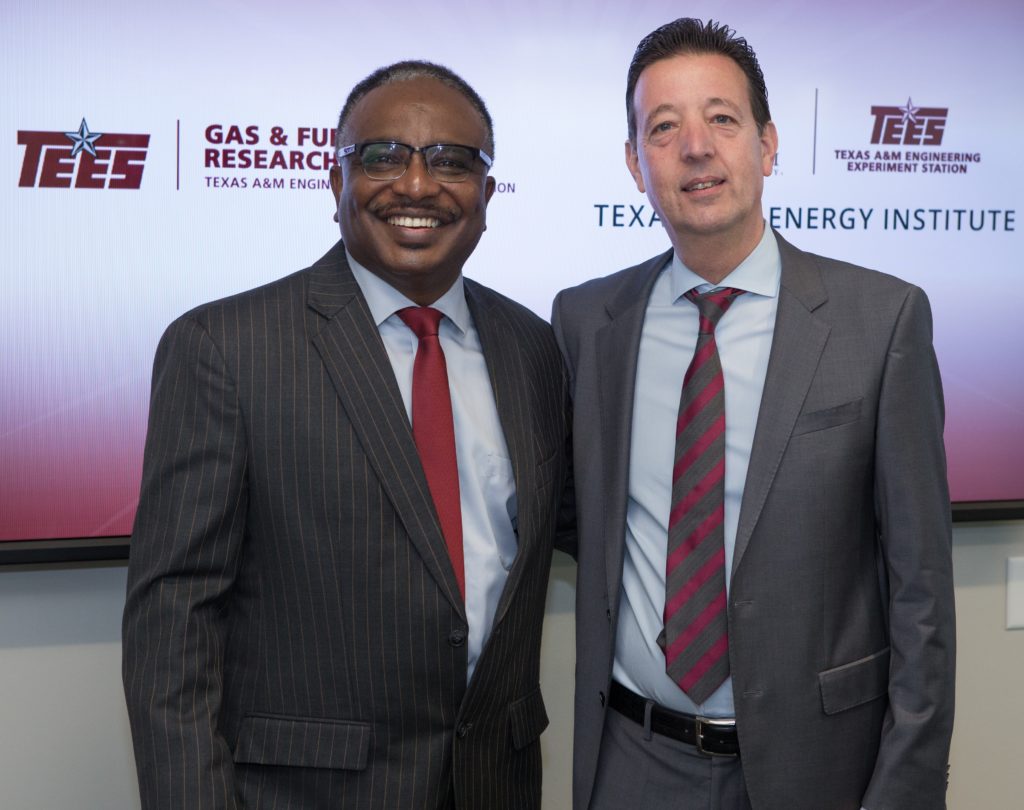 Drs. Elbashir and Pistikopoulos at GFRC-EI MOU signature event