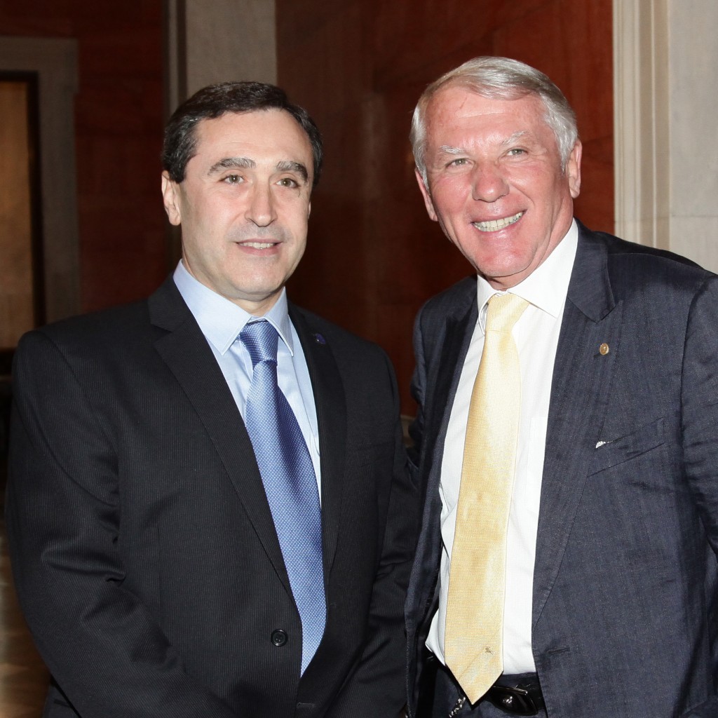 Professor Christodoulos A. Floudas with Professor Dimitri Nanopoulos on May 26, 2015 at the Academy of Athens' Induction Ceremony.