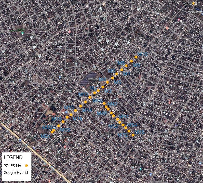 Map of newly installed streetlights in Goma