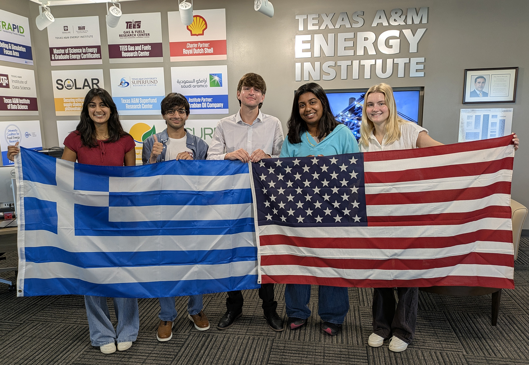 The 2025 Summer School in Greece Participants: (L-R) Bella Patel, Bilal Mazhar, Noah Campbell, Isabelle Sasi, and Eve Pickering