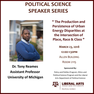Political Science Speaker Series: Dr. Tony Reames