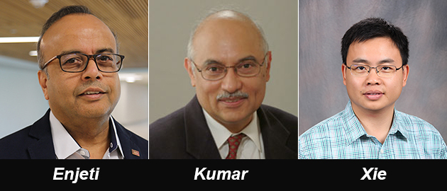 Dr. Prasad Enjeti, Dr. P.R. Kumar and Dr. Le Xie – Image: Texas A&M Engineering